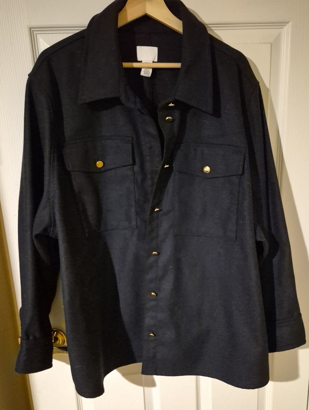 H&M Navy Blue Button-Up Utility Shacket - Size XXL